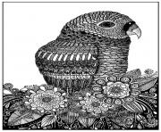 adulte zentangle oiseau sabrina  dessin à colorier